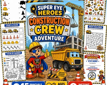 Construction Crew Activity Book | Eye Patch Fun, Ages 4-7 (Digital Download)