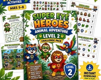Super Eye Heroes Animal Adventure Level 2 Printable Activity Pack (PDF Download)
