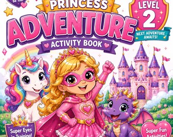 Prinsessenavonturenboek niveau 2 | Ooglapspelletjes voor kinderen (afdrukbare pdf)