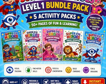 Super Eye Heroes Activity Bundle | Dinosaur, Candy, Princess, Animal Packs (Ages 4-7) (Digital Download)