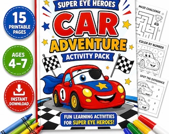 Super Eye Heroes Car Adventure Activity Pack | Kids Vision Therapy Workbook (Ages 4-7)