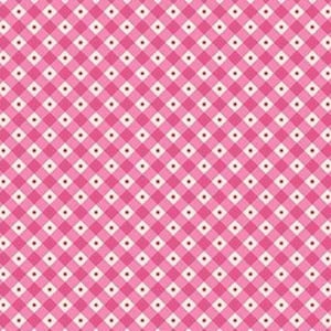 May include: A pink and white gingham pattern with small black dots.