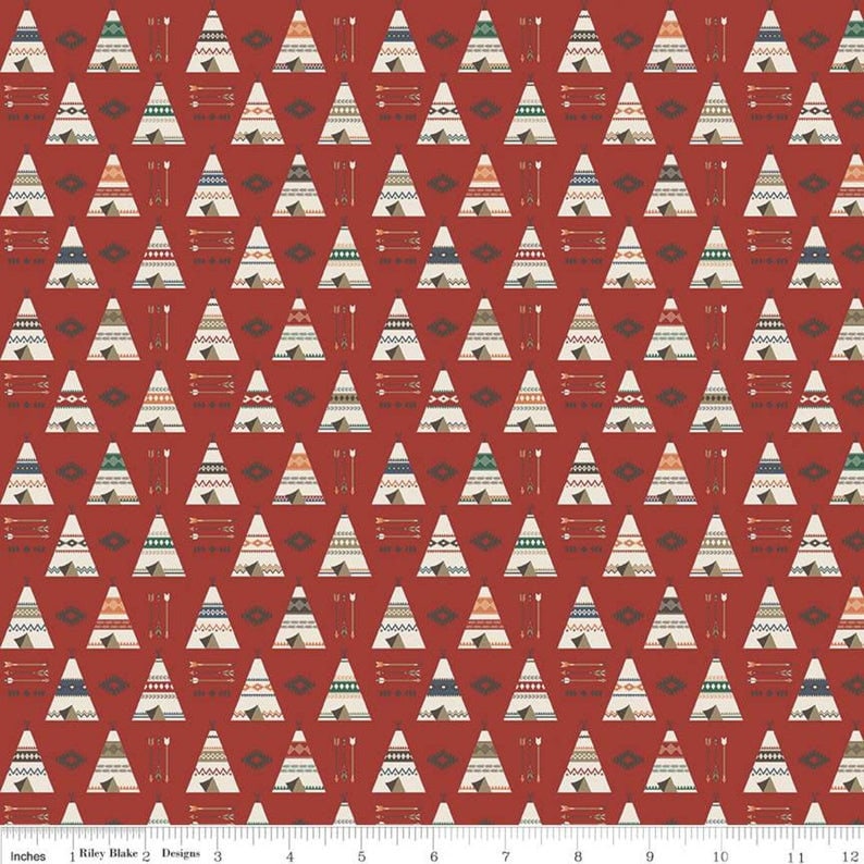 Tepee Red High Adventure 2 by Design by Dani for Riley Blake Designs deer moose bears 100/% Cotton Face Mask Fabric
