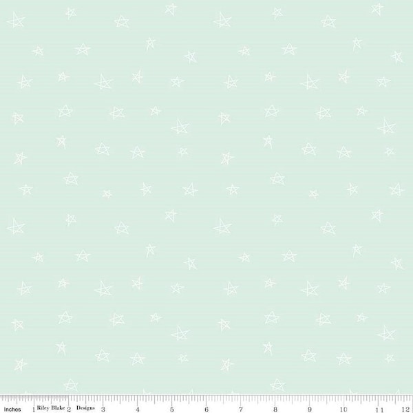 Double Gauze White Stars on Mint Green > Riley Blake Designs < Swaddling blankets baby swaddle