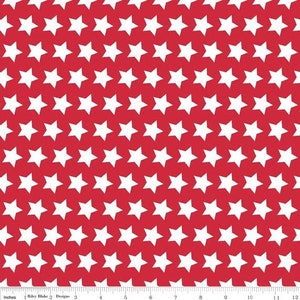 2015 Basics Red &lt; Riley Blake Designs &gt;&lt; C315-80 &gt;&lt;100% Cotton&gt; Red Base with White Stars &gt; Patriotic Fabrics &gt; Fourth of July Fabrics