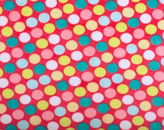 Coral Dot Minky from Shannon Fabrics > Retro Dot Cuddle ® Coral/Teal < Smooth Minky by the Yard