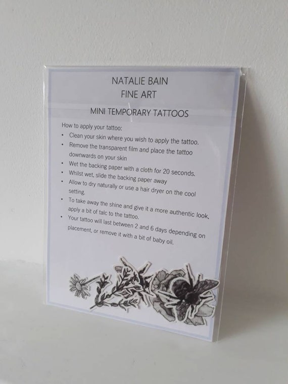 Temporary Tattoos Pack Of 5 Flower And Bees Tattoos Etsy