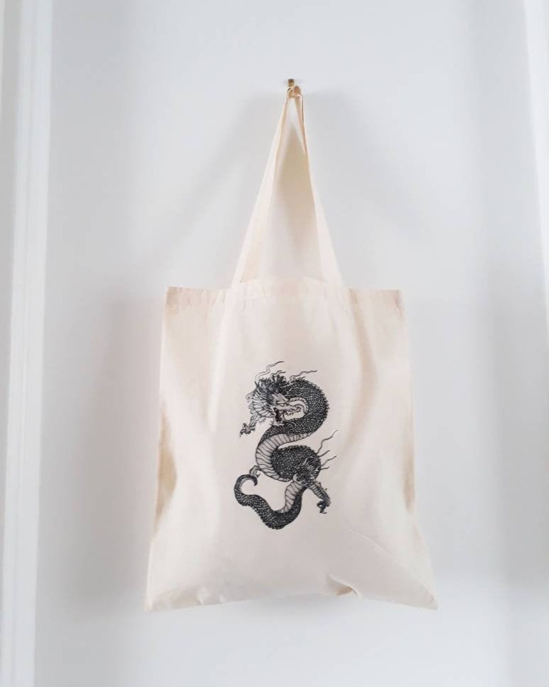 Dragon Tote Bag Cotton Tote Bag Handmade Etsy