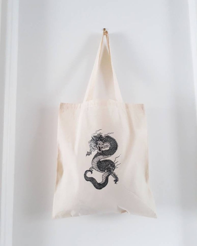Dragon Tote Bag Cotton Tote Bag Handmade Etsy UK