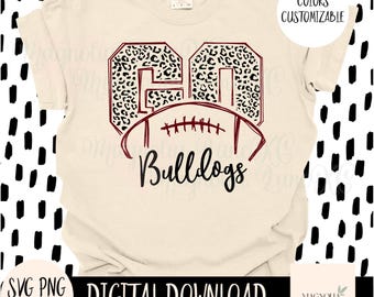 Go Bulldogs Football, Cheetah Print, School Mascot (SVG, Jpeg, Png)