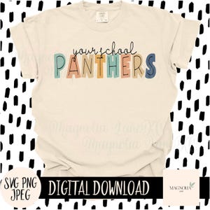 CUSTOM PANTHERS SVG, Your School, School Mascot, Bubble Font, Handwritten, Colorful, Svg, Jpeg, Png, Cut File, Sublimation dtf
