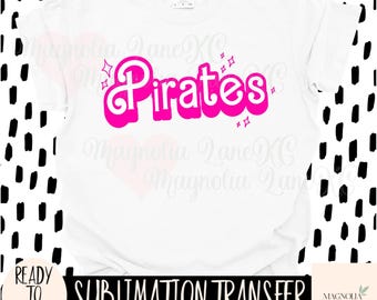 PINK OUT PIRATES Retro Mascot Ready to Press Sublimation Heat Transfer Breast Cancer Pink Out Mascot Pink Out Game Mascot Football