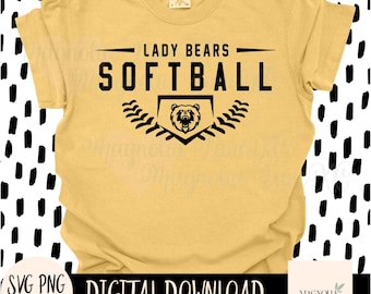 Lady Bears Softball SVG, School Mascot, Team Design (Digital Download)