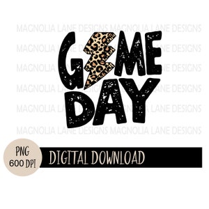 GAME DAY Distressed PNG, Cheetah Print, Lightning Bolt, Mama, Png, Sublimation dtf