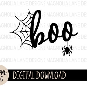 BOO SVG, Halloween, Spider Web, Spider, Spooky, Svg, Jpg, Png, Cut File, Sublimation dtf