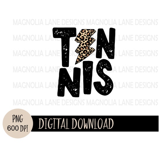 TENNIS PNG, Cheetah Print, Lightning Bolt, Distressed, Sports
