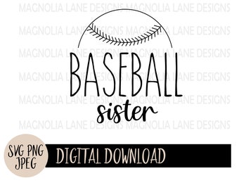Sorella del baseball SVG, PNG, JPEG, file di taglio (download digitale)