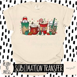 CHRISTMAS COFFEES Ready to Press Sublimation Heat Transfer, Coffee, Christmas, Holiday