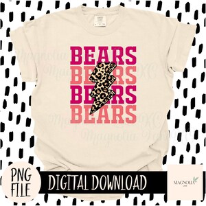 PINK OUT Bears PNG, Cheetah Print, Bolt, School Spirit, Bears, Breast Cancer, Pink Out, Png, Sublimation dtf