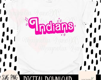 Pink Out Indians Retro Mascot SVG, PNG, Jpeg (Digital Download)