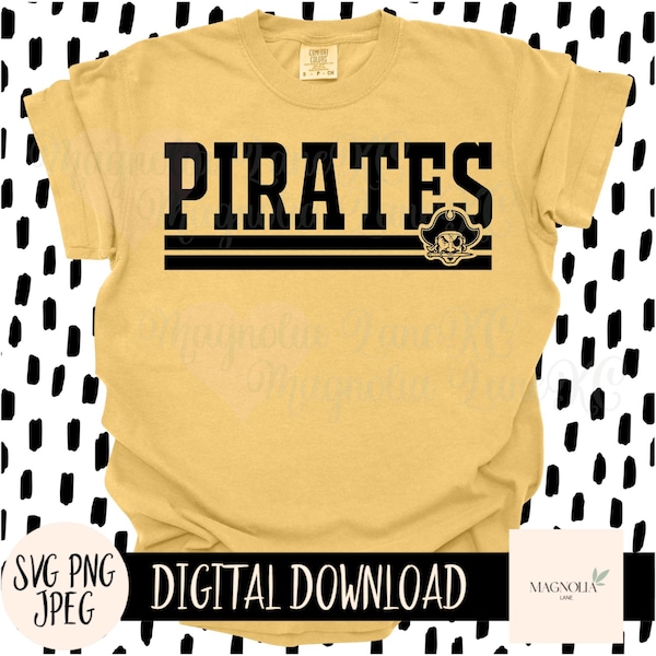 PIRATES SVG, School Mascot, Svg, Jpeg, Png, Cut File, Sublimation dtf