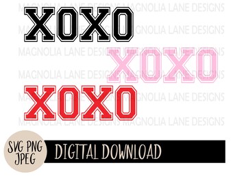 XOXO Varsity Font SVG, Valentines Cut File (Digital Download)