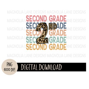 SECOND GRADE PNG, Cheetah Print, Elementary, Back to School, Png, Sublimation dtf