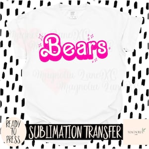 PINK OUT BEARS Retro Mascot Ready to Press Sublimation Heat Transfer Breast Cancer Pink Out Mascot Pink Out Game Mascot Football