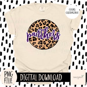 Mascot Panthers PNG, Cheetah Print, School Spirit, Panthers, Png, Sublimation dtf