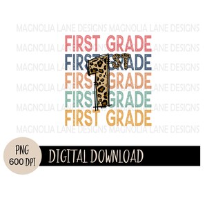 FIRST GRADE PNG, Cheetah Print, Elementary, Back to School, Png, Sublimation dtf