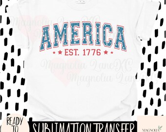 America Distressed Sublimation Transfer, Patriotic, 4th of July