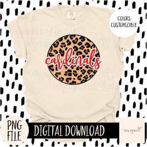Cardinals PNG, Mascot, Cheetah Print, School Spirit, Cardinals, Png, Sublimation dtf
