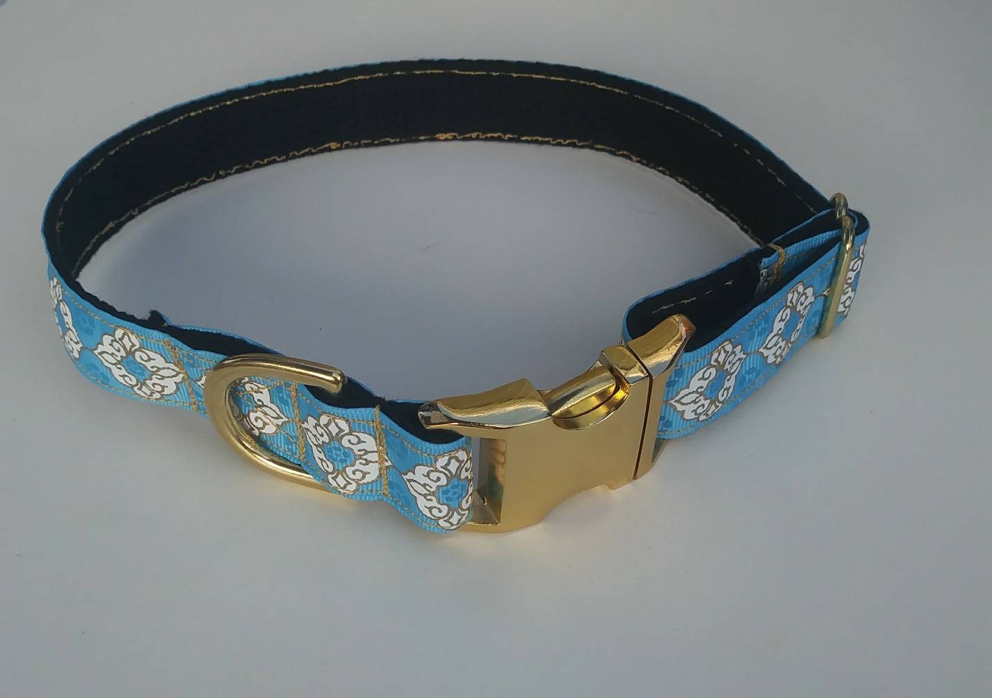 Fancy/elegant Blue and Gold Large Adjustable Dog Collar Etsy UK