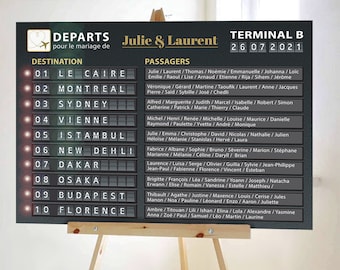Airport display table plan for wedding dinner
