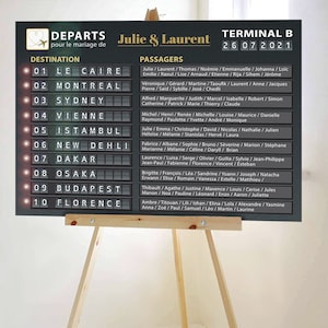 Airport display table plan for wedding dinner