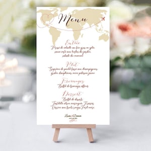 Menu pour dîner de mariage "Voyage autour du monde"