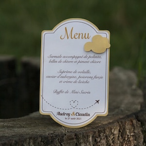 Menu pour dîner de mariage "Voyage et nuage"