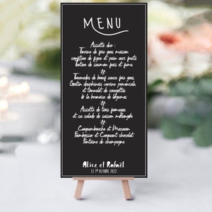 Menu façon ardoise, pour dîner de mariage