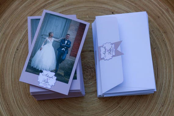 Carte de remerciements de mariage personnalisée
