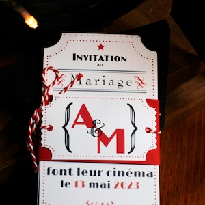 Faire-part de mariage ticket de cinéma (grand format)