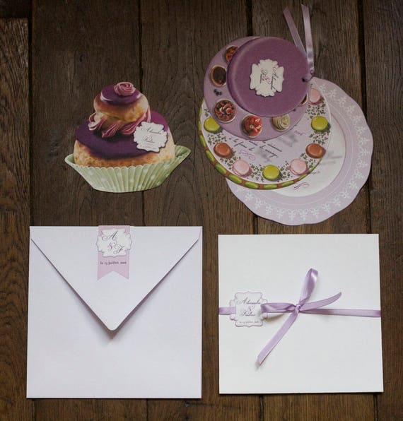 Faire Part De Mariage Gourmandise En Pile De Gateaux Etsy