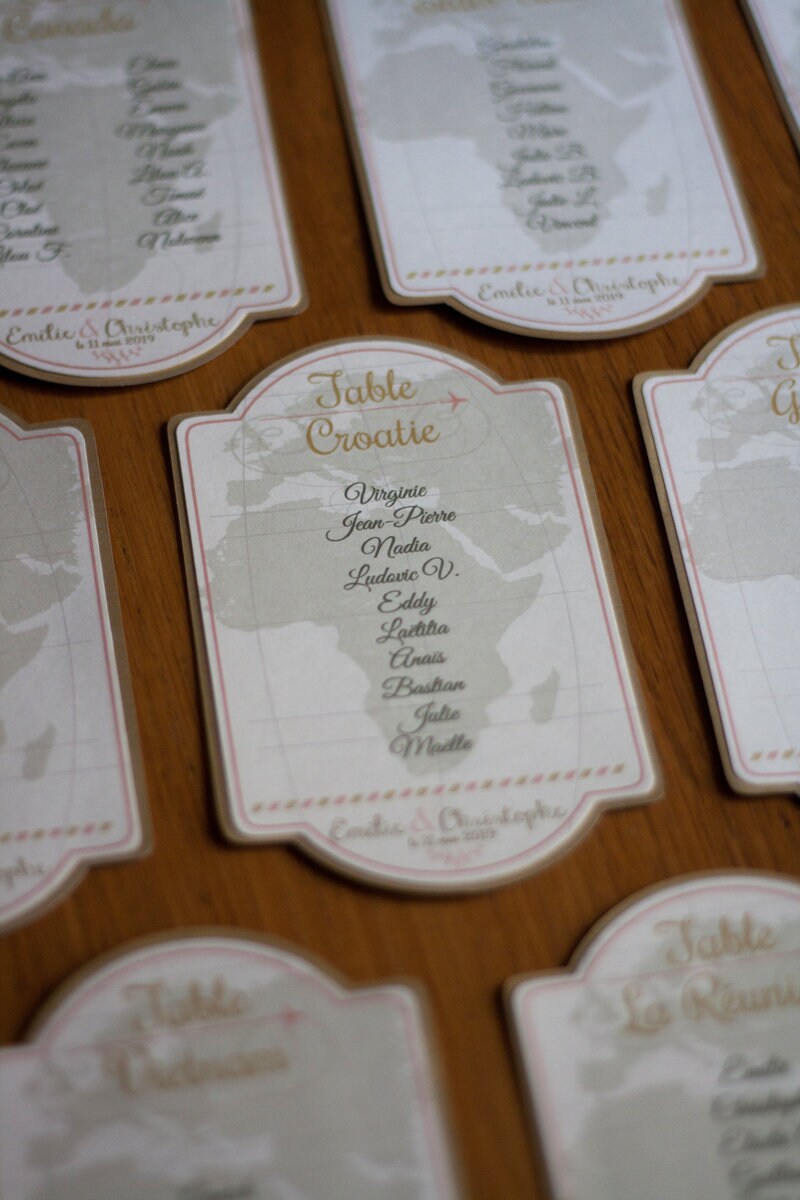 Carte pendeloque en plexiglas pour plan de table ou livre d'or