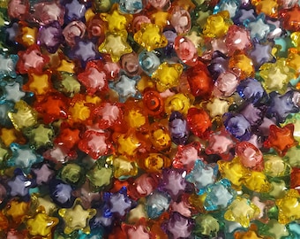 Star Beads, Rainbow Multi Color, Crafting Hobby Beading. 18mm SINGLE BEAD