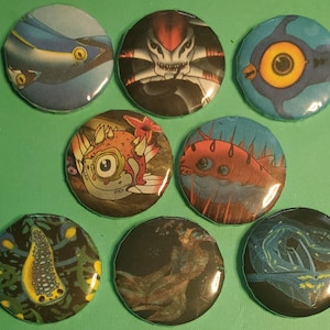 Subnautica Fauna Pin Set - One Inch Button Pins or Magnets