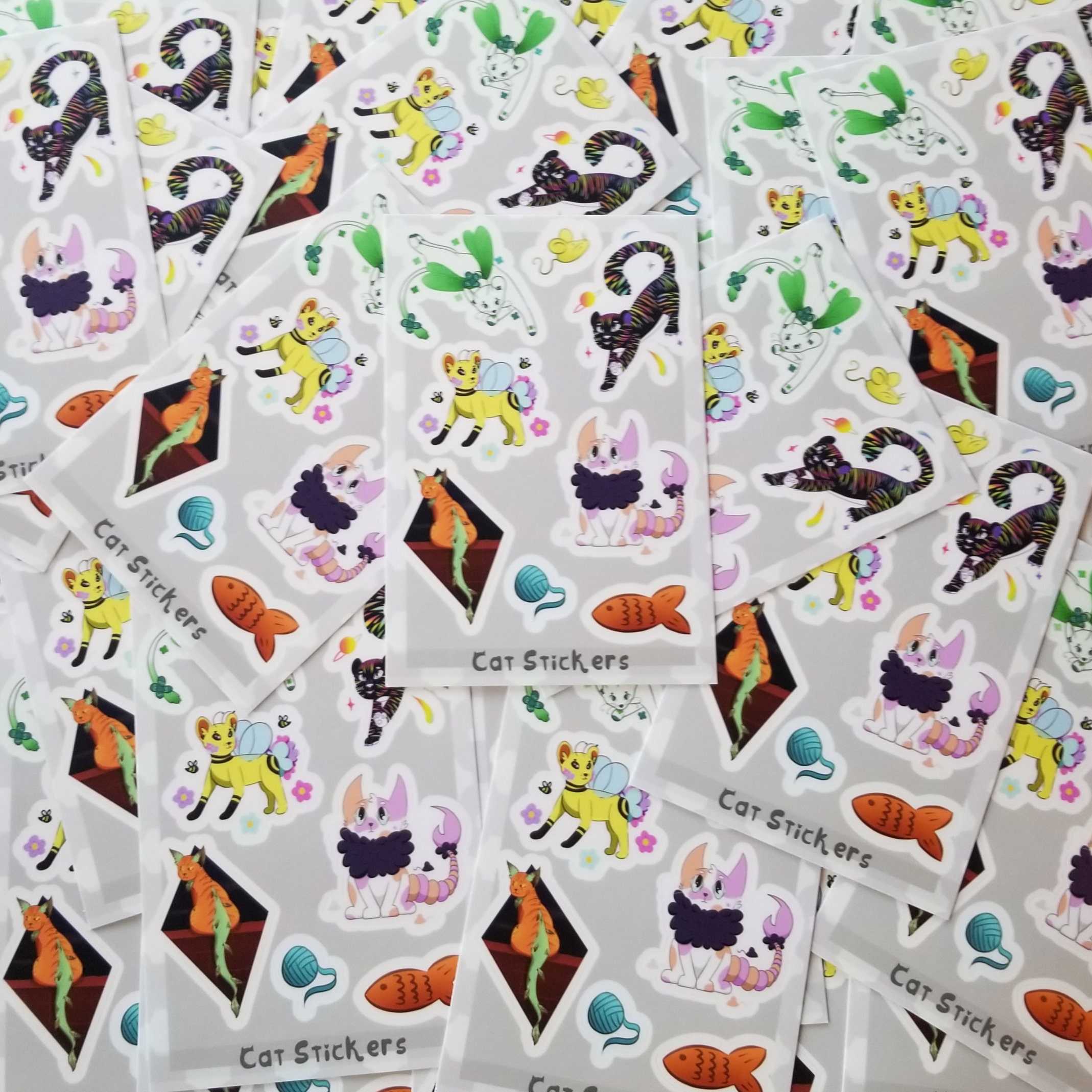 Monster Cat Stickers - Vinyl Sticker Sheet 4x6 Inches - Etsy