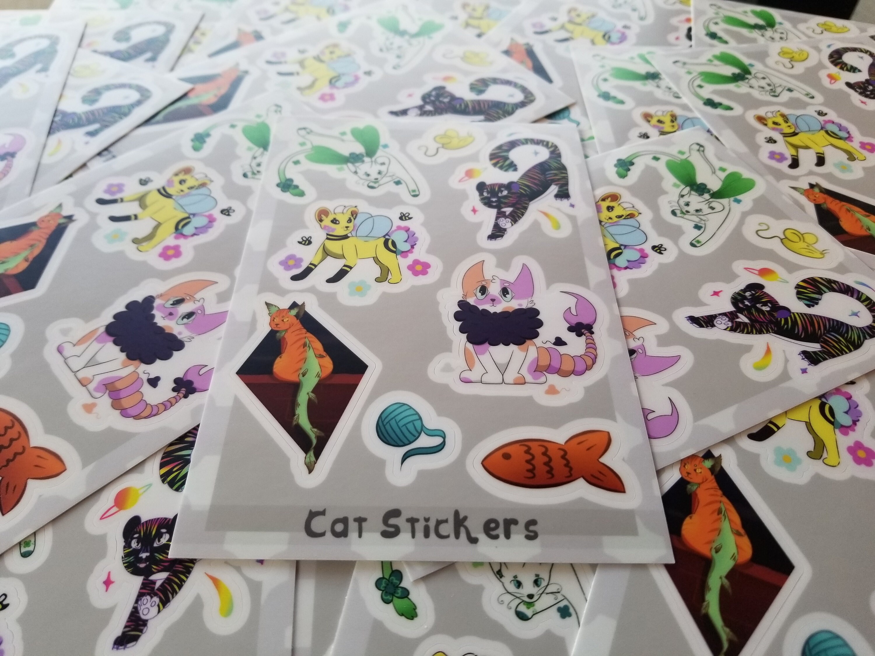 Monster Cat Stickers - Vinyl Sticker Sheet 4x6 Inches - Etsy