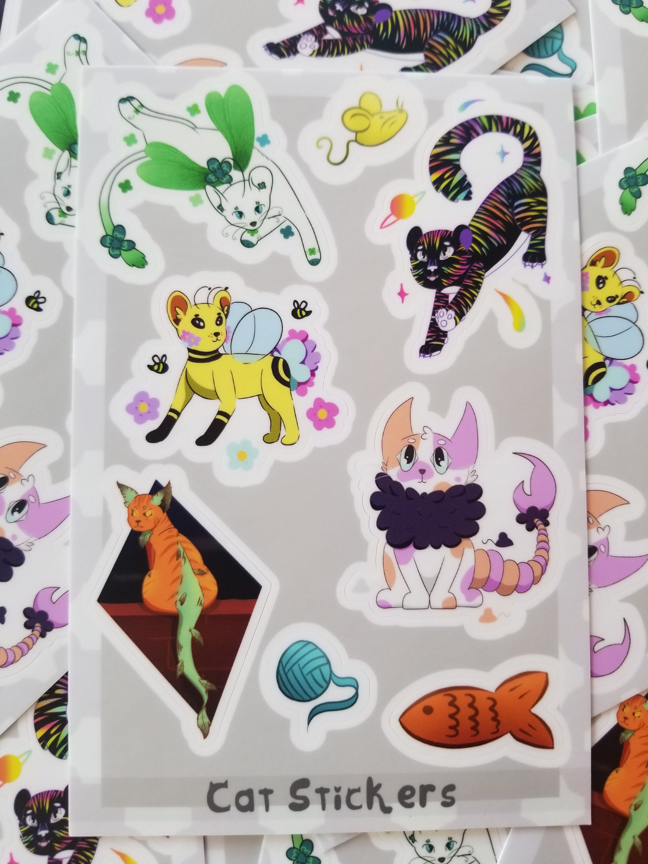 Monster Cat Stickers - Vinyl Sticker Sheet 4x6 Inches - Etsy
