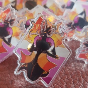 Flaming Lesbian Demon Queen - 1.25 Inch Acrylic Pin
