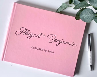 Custom Fun Vibes Peach and Silver Wedding Guest Book,Instax Wedding Guest Book, Signing Book, Silver Foil, Cottage Guest Book, Wedding Album