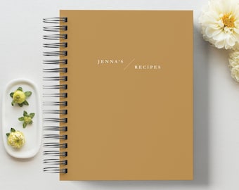 Gold Minimalist Personalized Monogram Recipe Book,Cookbook,Livre de recettes personnalisé,Custom Book,Blank Recipe Book,Lined Recipe Book